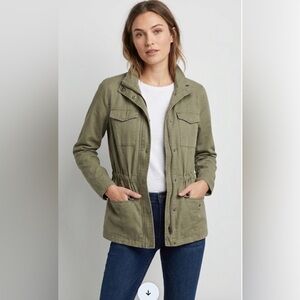 a.n.a. Green Stone Adjustable Zip Snap Front Cargo Utility Cotton Jacket L NWT